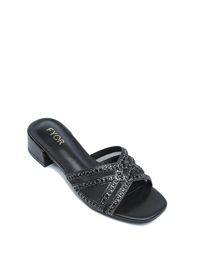 فايور Stylish Ornate Metallic Block Heel  AJ 021